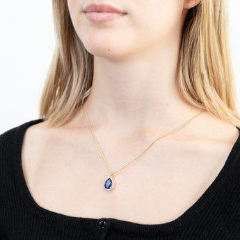 9ct Yellow Gold Created Sapphire Cubic Zirconia Pendant