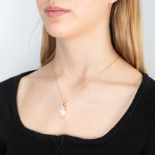 Load image into Gallery viewer, 9ct Alluring Yellow Gold Cubic Zirconia + Simulated Pearl Pendant