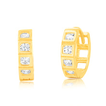Load image into Gallery viewer, 9ct Yellow Gold 10mm Cubic Zirconia Huggie Earrings