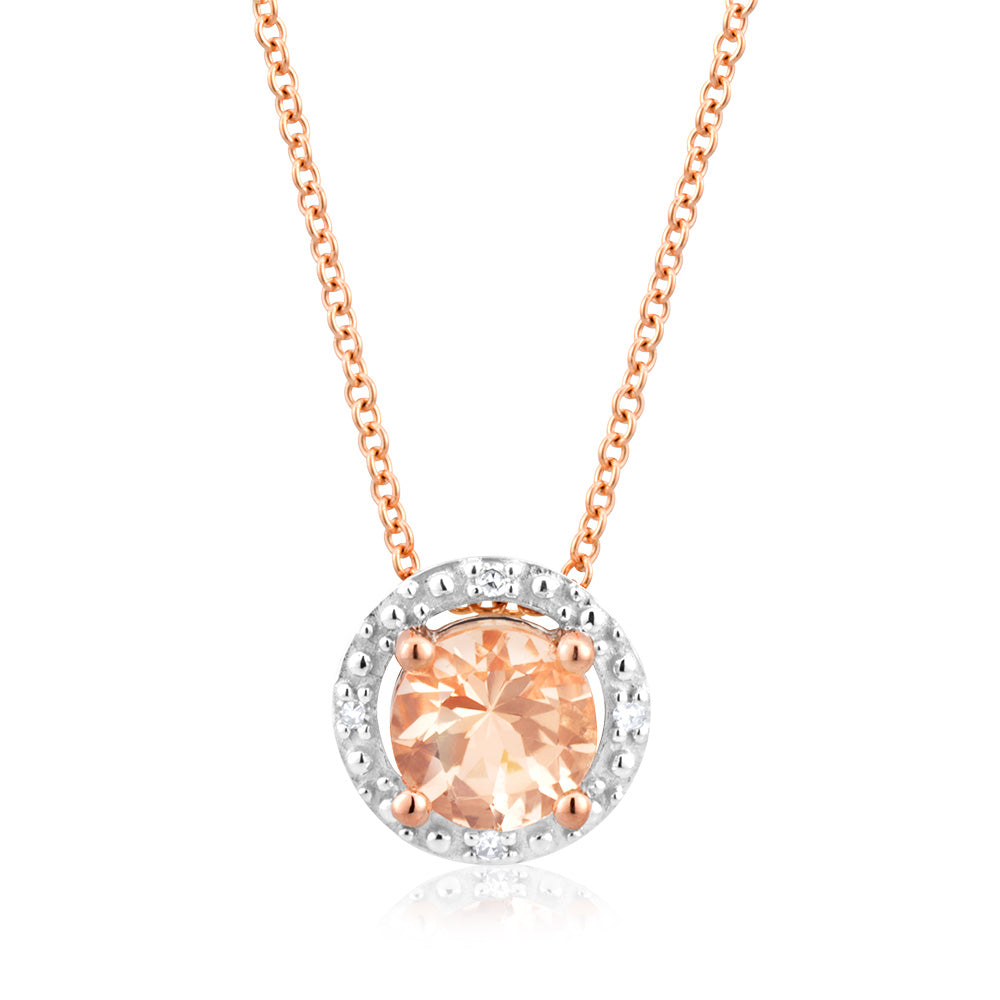 Lush Cushion Morganite, Pink Sapphire Halo Rose Gold Pendant - Afrogem  Jewellers