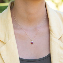 Load image into Gallery viewer, 9ct Yellow Gold Garnet and Diamond Pendant With 45cm Chain