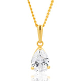 9ct Yellow Gold Teardrop Zirconia Pendant