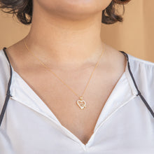 Load image into Gallery viewer, 9ct Yellow Gold Cubic Zirconia Double Heart Pendant on Chain Necklace of 46cm