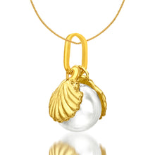 Load image into Gallery viewer, 9ct Yellow Gold Shell and Freshwater Pearl Pendant on Chain of Length 46cm