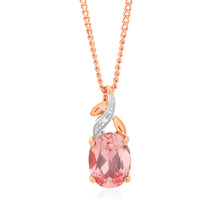 Load image into Gallery viewer, 9ct Rose Gold Created Peach Sapphire &amp; Diamond Pendant