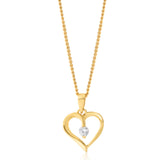 9ct Yellow Gold Zirconia Heart Pendant