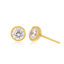 Load image into Gallery viewer, 9ct Yellow Gold Zirconia Round 5mm Studs