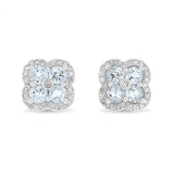 Aquamarine & 0.22ct Diamond Shamrock Stud Earrings in 9ct White Gold