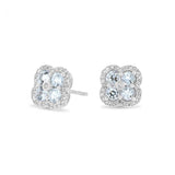 Aquamarine & 0.22ct Diamond Shamrock Stud Earrings in 9ct White Gold