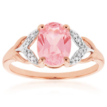 Load image into Gallery viewer, 9ct Created Peach Sapphire and Diamond Ring