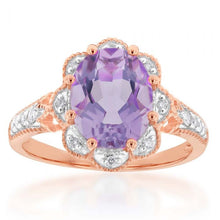 Load image into Gallery viewer, 9ct Rose Gold 2.40ct Rose Amethyst and Diamond Ring