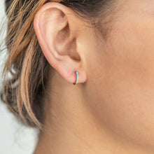 Load image into Gallery viewer, 9ct Yellow Gold 10mm Created Turquoise Huggie Hoops