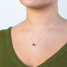 Load image into Gallery viewer, 9ct Yellow Gold 5mm Created Ruby and Diamond Pendant on 45cm Chain
