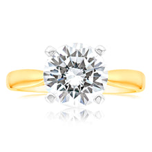 Load image into Gallery viewer, 9ct Yellow Gold 3.00ct Diamond Equivalent 9.5mm Zirconia Solitaire Ring