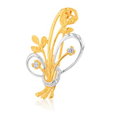 9ct Two Tone Zirconia Flower Bouquet Brooch