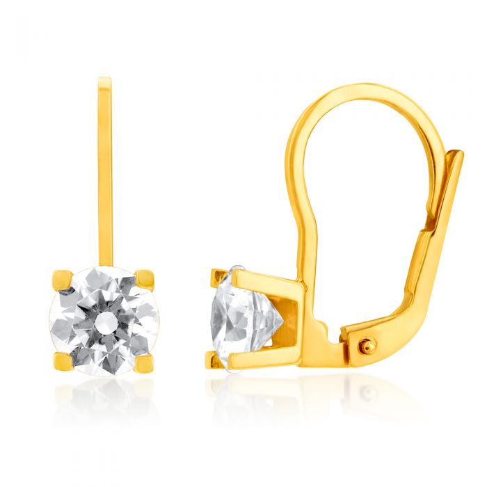 9ct Yellow Gold Zirconia Claw Set Euro Hook Earrings – Shiels