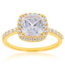 Load image into Gallery viewer, 9ct Yellow Gold Zirconia Cushion Cut Ring