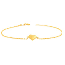 Load image into Gallery viewer, 9ct Yellow Gold Cubic Zirconia On Heart 19.1cm Bracelet