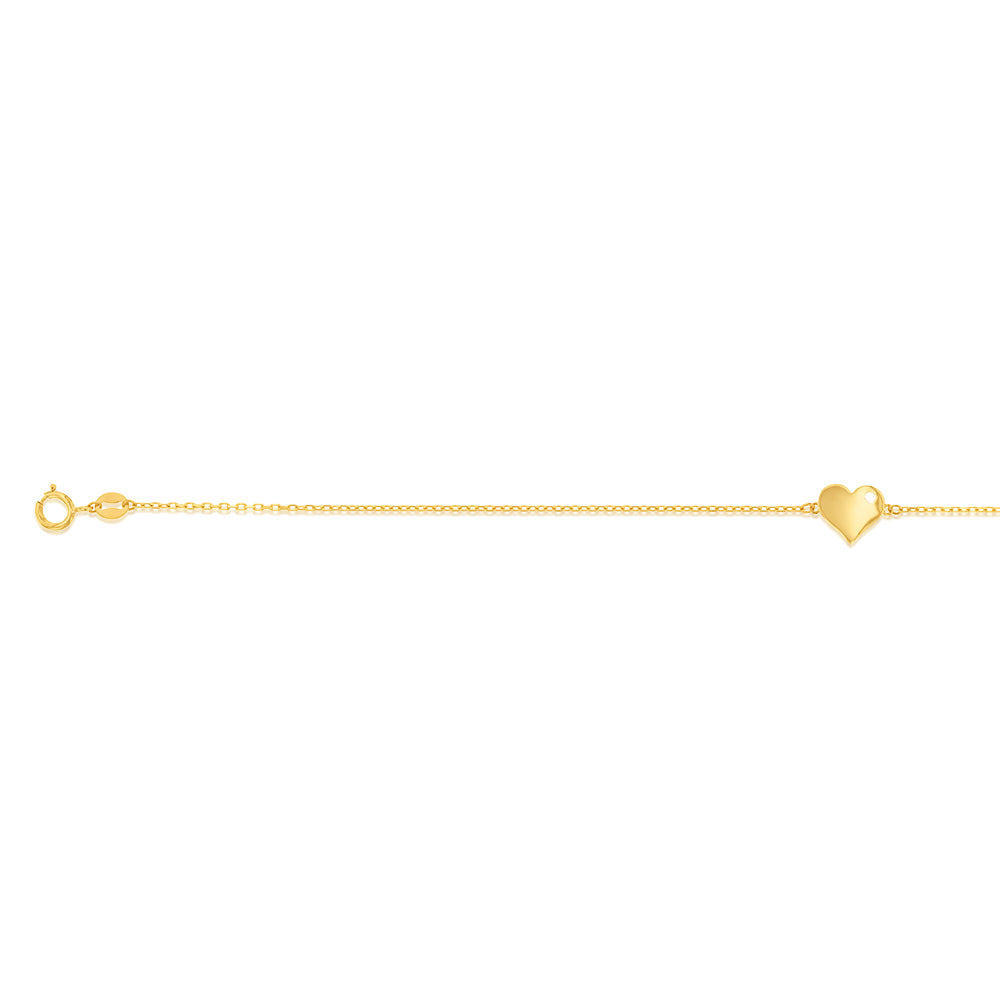 9ct Yellow Gold Cubic Zirconia On Heart 19.1cm Bracelet