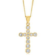 Load image into Gallery viewer, 9ct Yellow Gold Cubic Zirconia On Cross Pendant