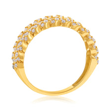Load image into Gallery viewer, 9ct Yellow Gold Cubic Zirconia On Fancy Mesh Ring