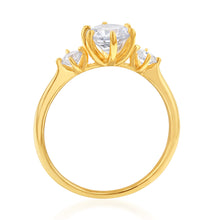 Load image into Gallery viewer, 9ct Yellow Gold Round Cubic Zirconia Trilogy Ring