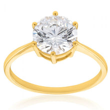 Load image into Gallery viewer, 9ct Yellow Gold 8mm Zirconia 6 Claw Solitaire Ring