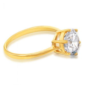 Cubic Zirconia 6 Claw Solitaire Ring in 9ct Yellow Gold