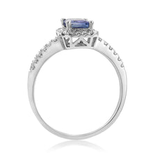Load image into Gallery viewer, 9ct White Gold Tanzanite and Diamond Emerald Cut Ring
