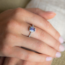Load image into Gallery viewer, 9ct White Gold Tanzanite and Diamond Emerald Cut Ring