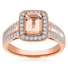 Load image into Gallery viewer, 9ct Rose Gold Morganite and Diamond Ring 9R