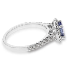 Load image into Gallery viewer, 9ct White Gold Tanzanite and Diamond Oval Halo Ring