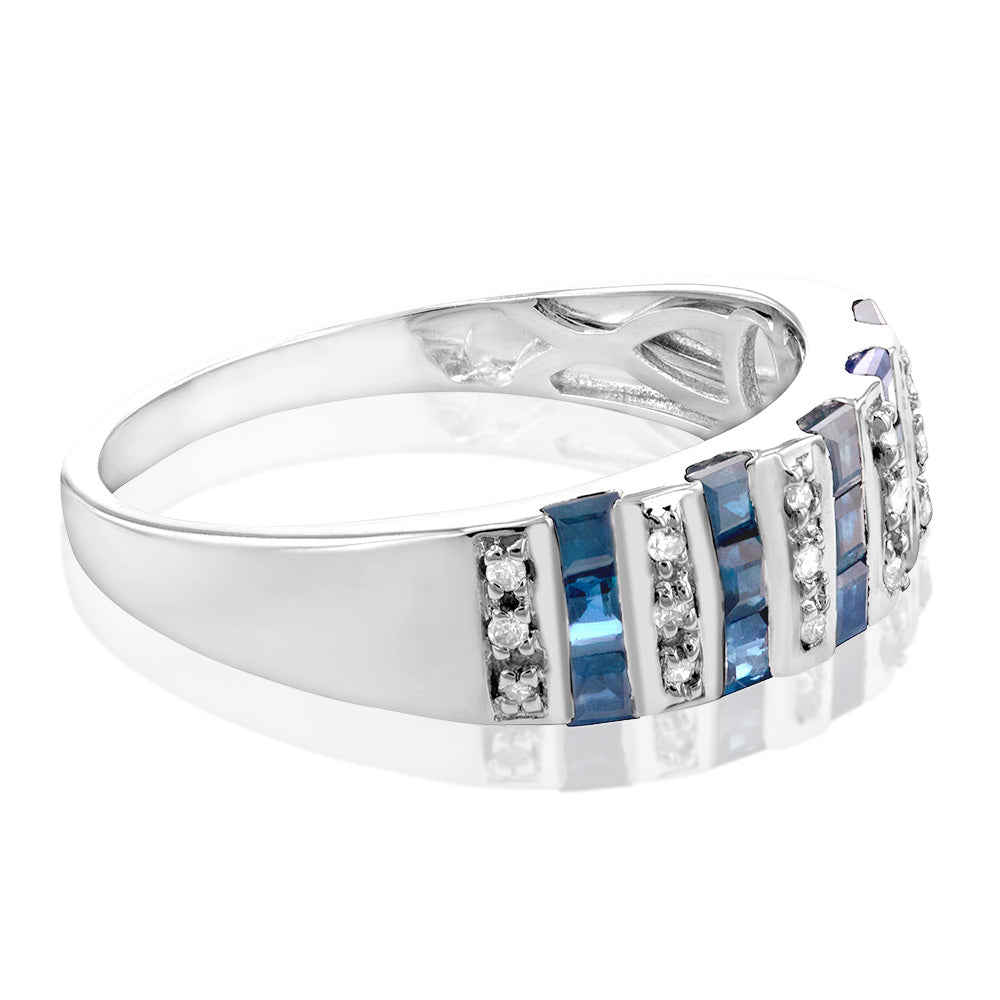 14ct White Gold 1.05ct Natural Sapphire and Diamond Ring