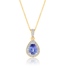 Load image into Gallery viewer, 9ct Yellow Gold 0.75ct Tanzanite and Diamond Pear Pendant on Chain