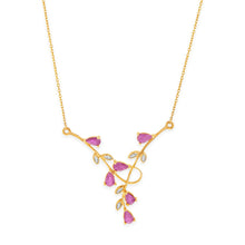Load image into Gallery viewer, 9ct Yellow Gold 0.30ct Natural Ruby and Diamond Fancy Necklet on 45cm Chain