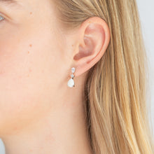Load image into Gallery viewer, Natural White Opal and Zirconia Earrings in 9ct White Gold