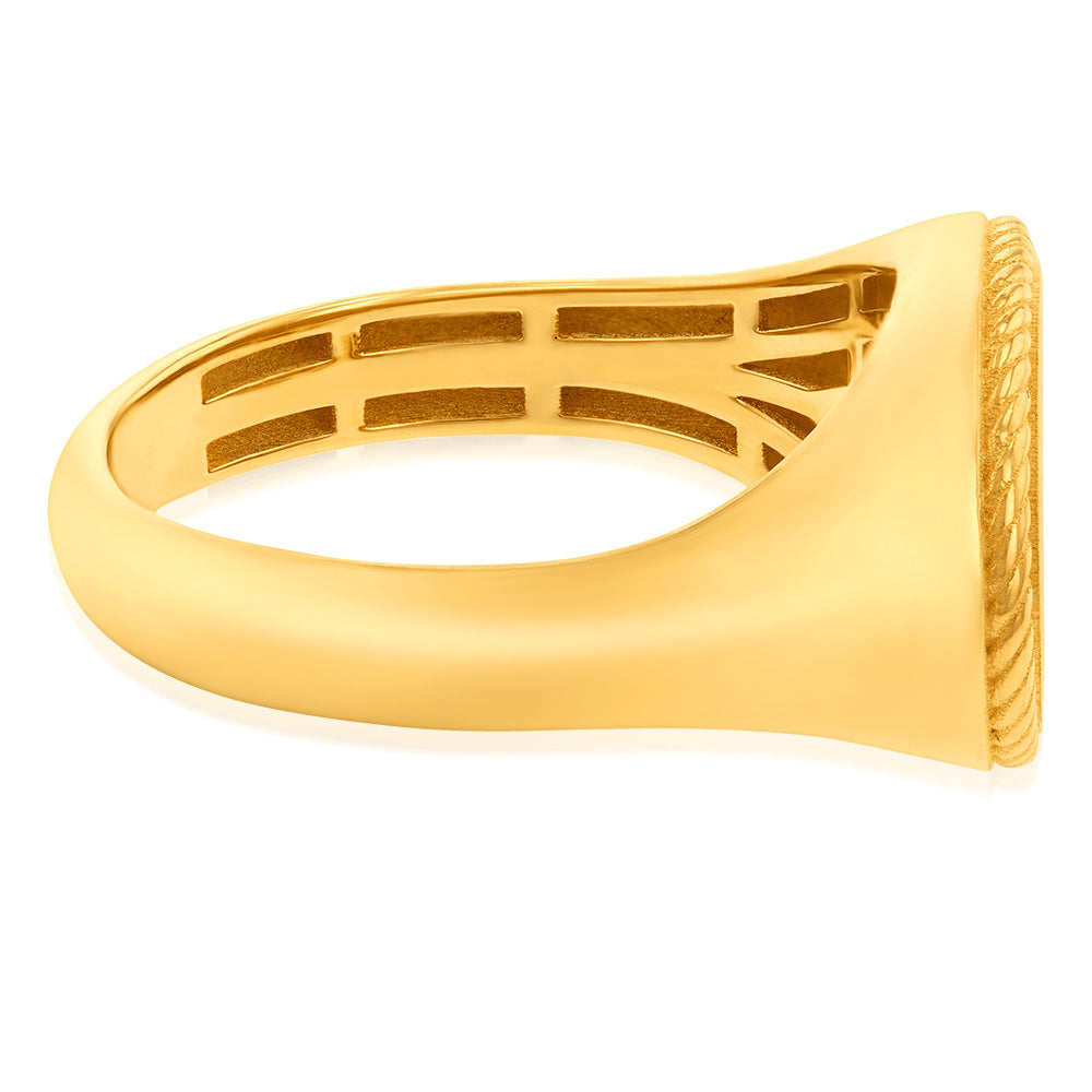 9ct Yellow Gold Oval Rope Edge Signet Ring