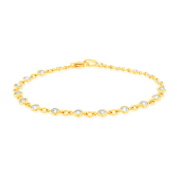 9ct Yellow Gold Fancy Cubic Zirconia 19cm Bracelet – Shiels Jewellers