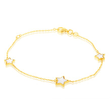 Load image into Gallery viewer, 9ct Yellow Gold Mother Of Pearl Star 19cm Bracelet