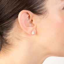 Load image into Gallery viewer, 9ct Yellow Gold Opal And Cubic Zirconia Oval Stud Earrings