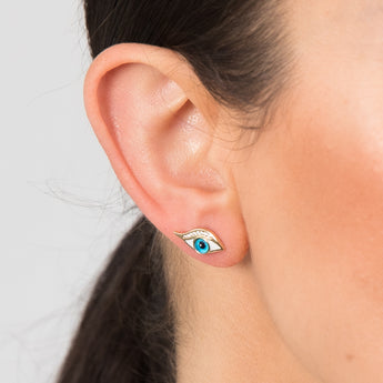 9ct Yellow Gold Cubic Zirconia Evil Eye Stud Earrings – Shiels