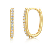Cubic Zirconia On Square Hoop Earrings in 9ct Yellow Gold