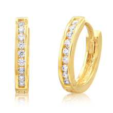 Load image into Gallery viewer, 9ct Yellow Gold Cubic Zirconia On 8mm Hoop Earrings
