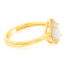 Load image into Gallery viewer, 9ct Yellow Gold Cubic Zirconia And Opal Pear Ring