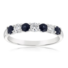 Load image into Gallery viewer, 18ct White Gold 0.60 Carat Natural Blue Sapphire and Diamond Ring