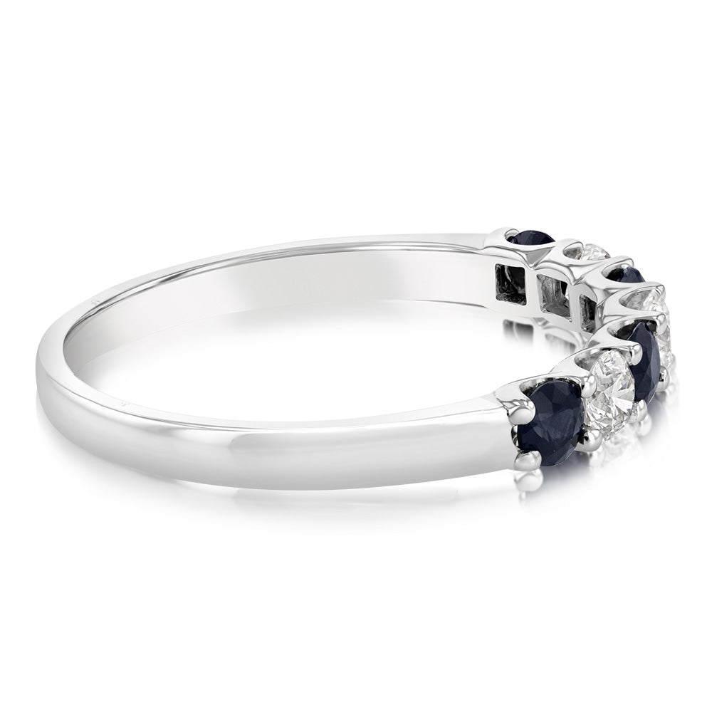 18ct White Gold 0.60 Carat Natural Blue Sapphire and Diamond Ring