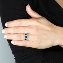 Load image into Gallery viewer, 9ct Yellow Gold Cubic Zirconia And Created Blue Sapphire Ring