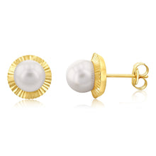Load image into Gallery viewer, 9ct Yellow Gold 9mm Pearl Stud Earrings
