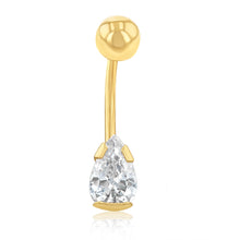 Load image into Gallery viewer, 9ct Yellow Gold 8X5mm Pear Shaped Belly Bar