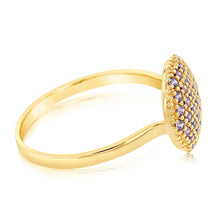 Load image into Gallery viewer, 9ct Yellow Gold Purple Cubic Zirconia 10mm Round Pavee Ring